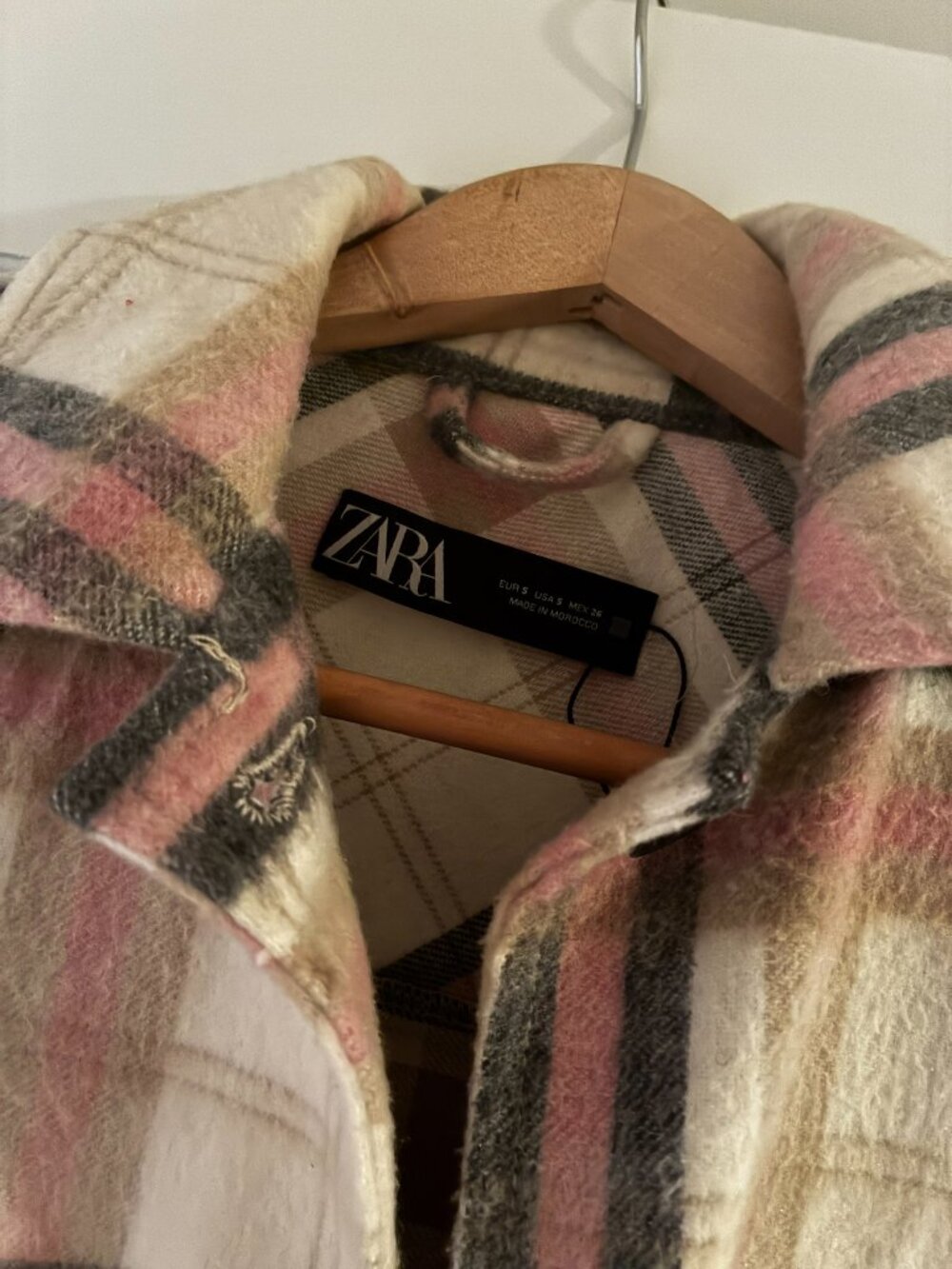 Zara Pink/Tan/Brown Plaid Jacket